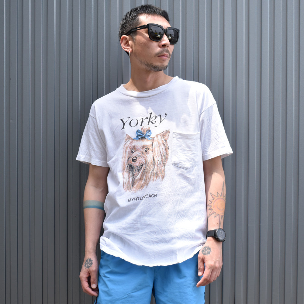 90’s “YORKY” ポケット付き! DOG アニマルプリントTシャツ USA製 230921H