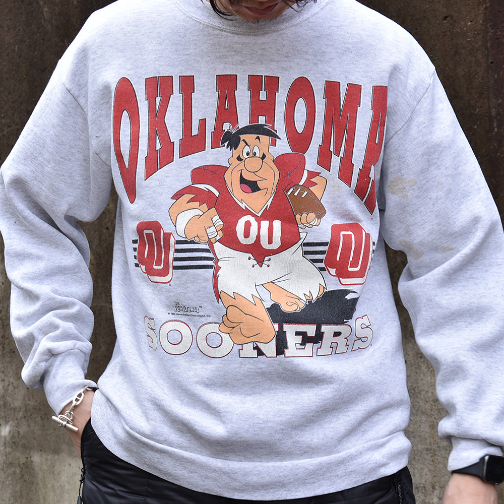 90’s The Flintstones × Oklahoma Sooners キャラ カレッジ スウェット USA製 240306