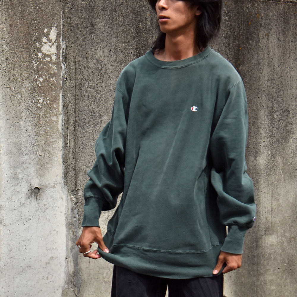90's Champion/チャンピオン 無地 GRN RWスウェット USA製 230709