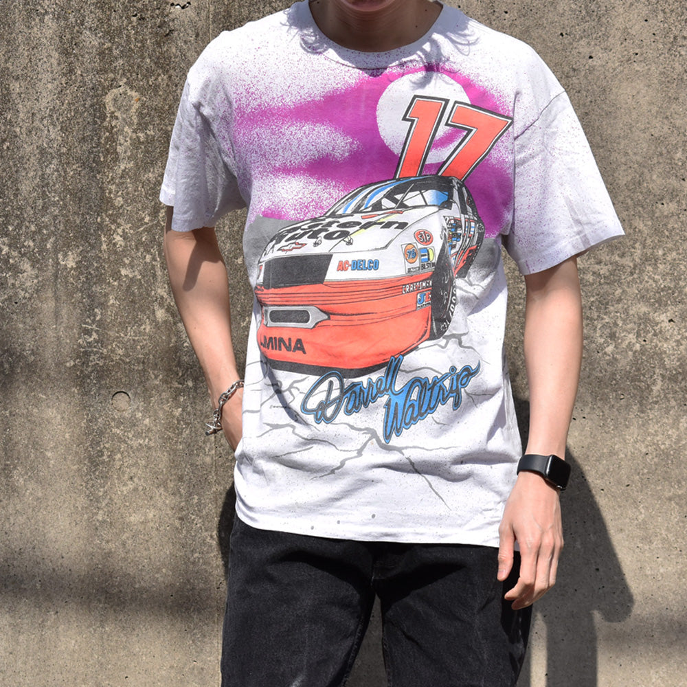 90's Hanes “Darrell Waltrip #17” AOP レーシング Tシャツ USA製 240415