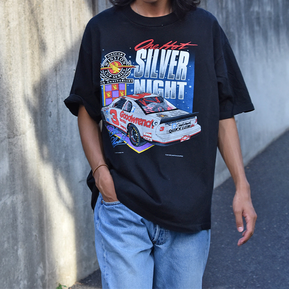 90’s SPORTS IMAGE “Dale Earnhardt #3” 7 SILVER NIGHT 両面プリント レーシング Tシャツ USA製 230730