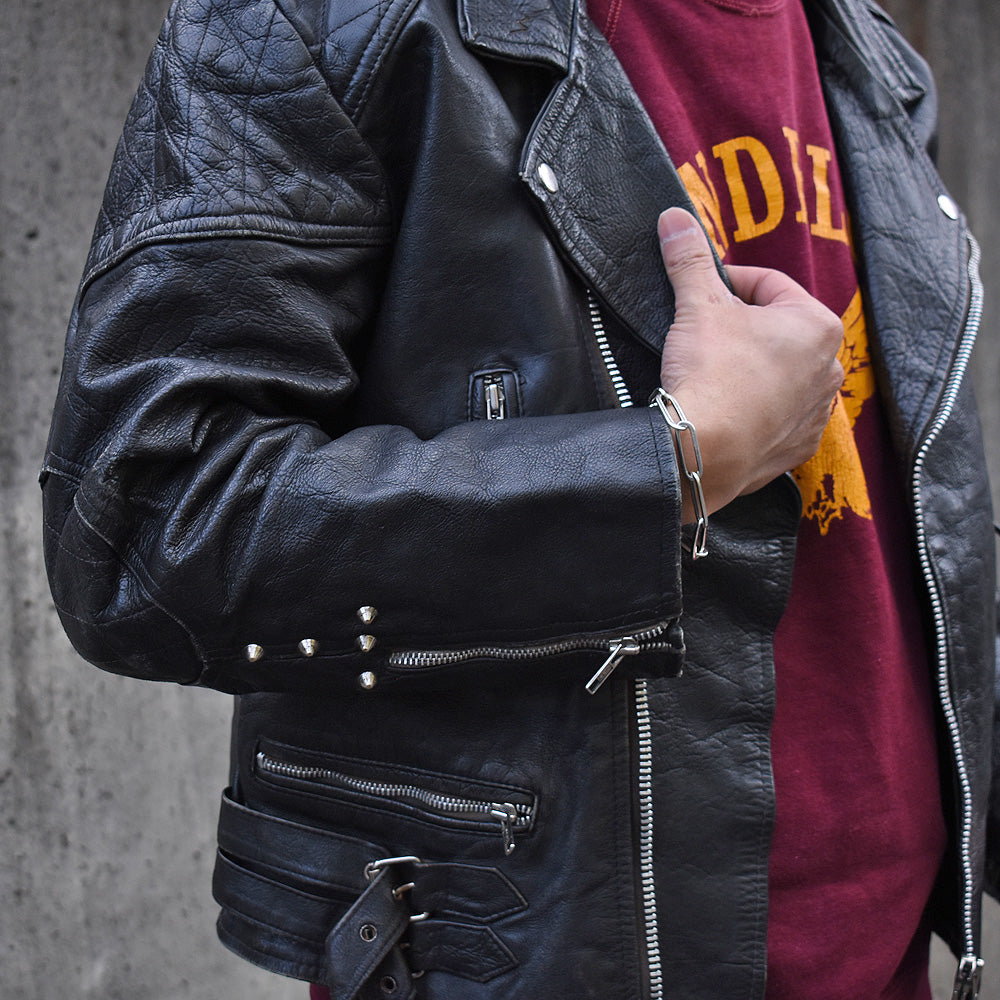 90's unknown レザー ダブルライダースジャケット 250205