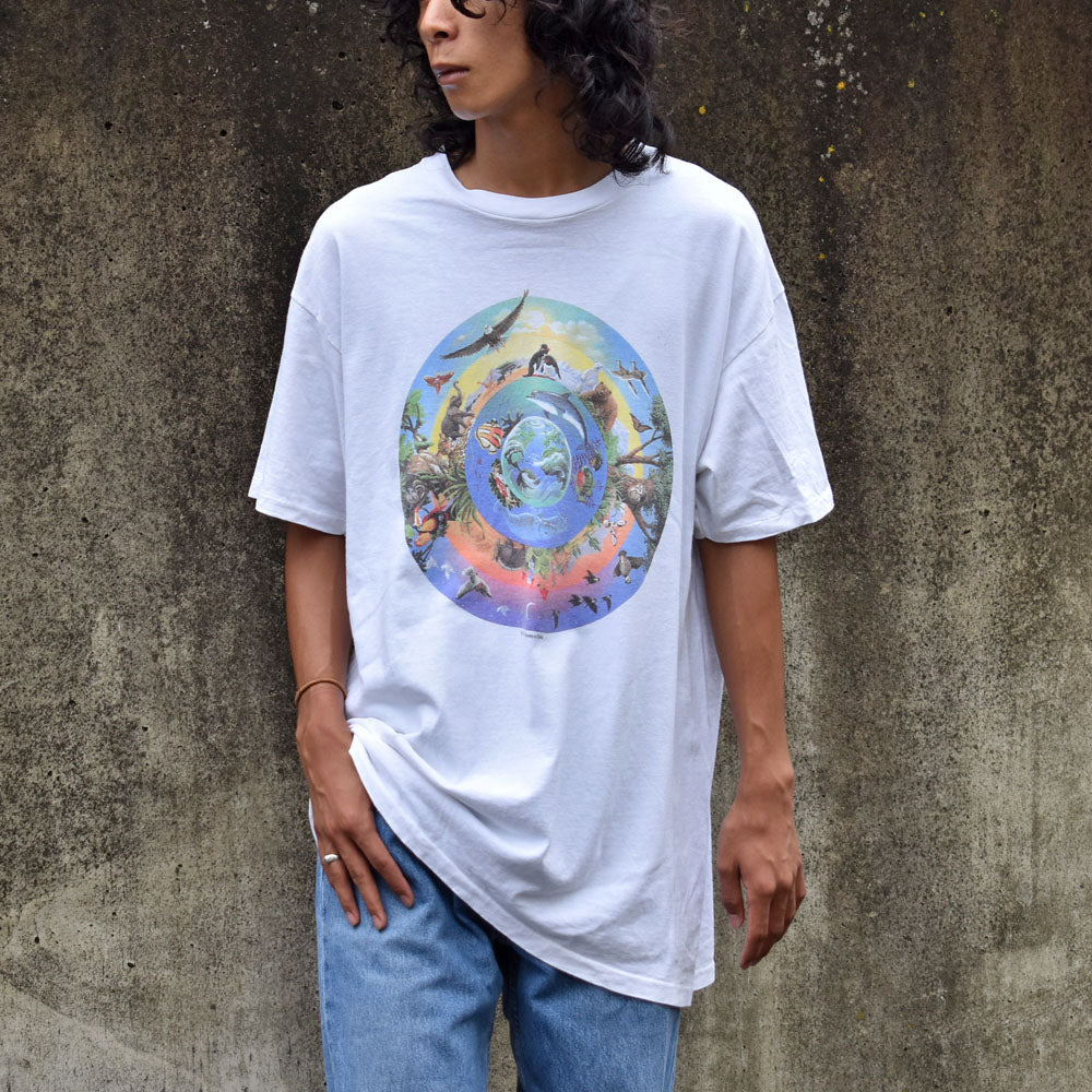 90's human-i-tees アニマルプリント Tシャツ USA製 230911