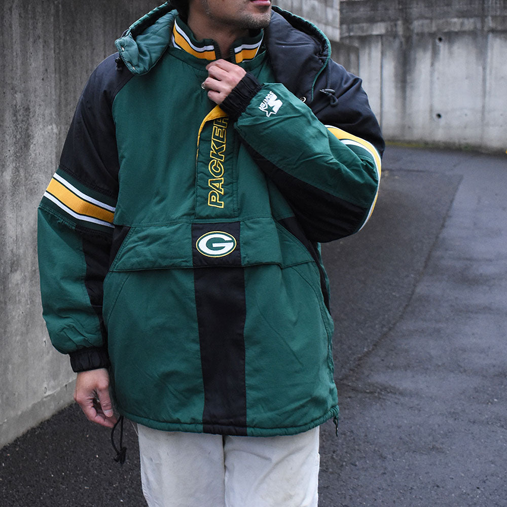 90-00s STARTER "NFL Green Bay Packers" 中綿入り ナイロンプルオーバー 250106