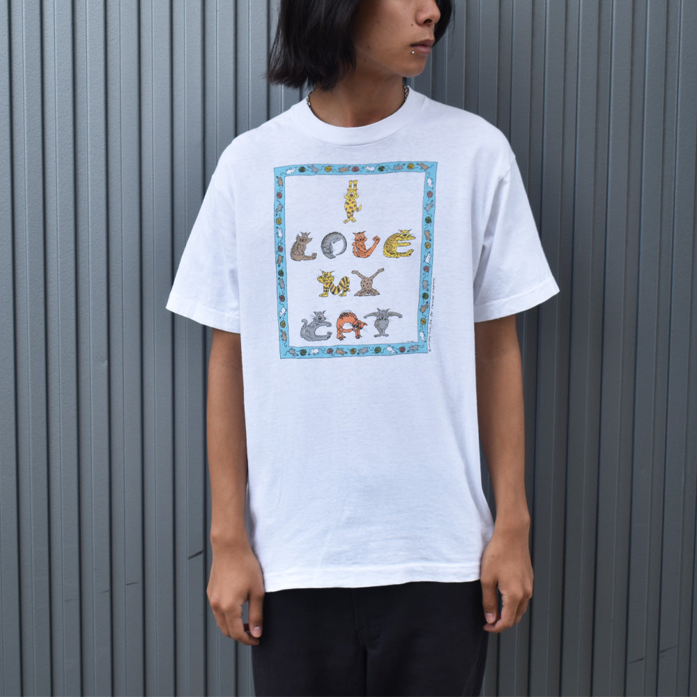 90’s “I LOVE MY CAT” ネコ アニマルプリントTシャツ 231013