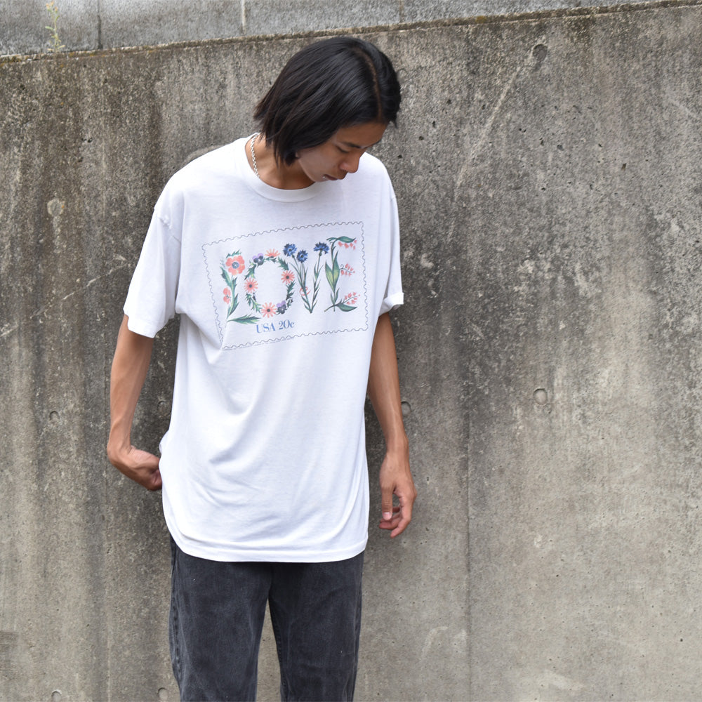 80’s “LOVE” 切手 stamp アートTシャツ USA製 230929