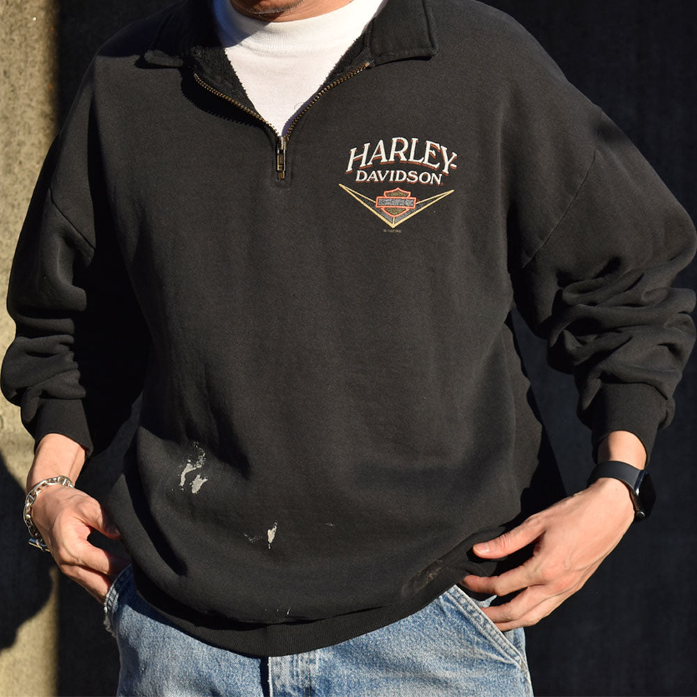 90’s Harley-Davidson ハーフジップ スウェットプルオーバー 230920