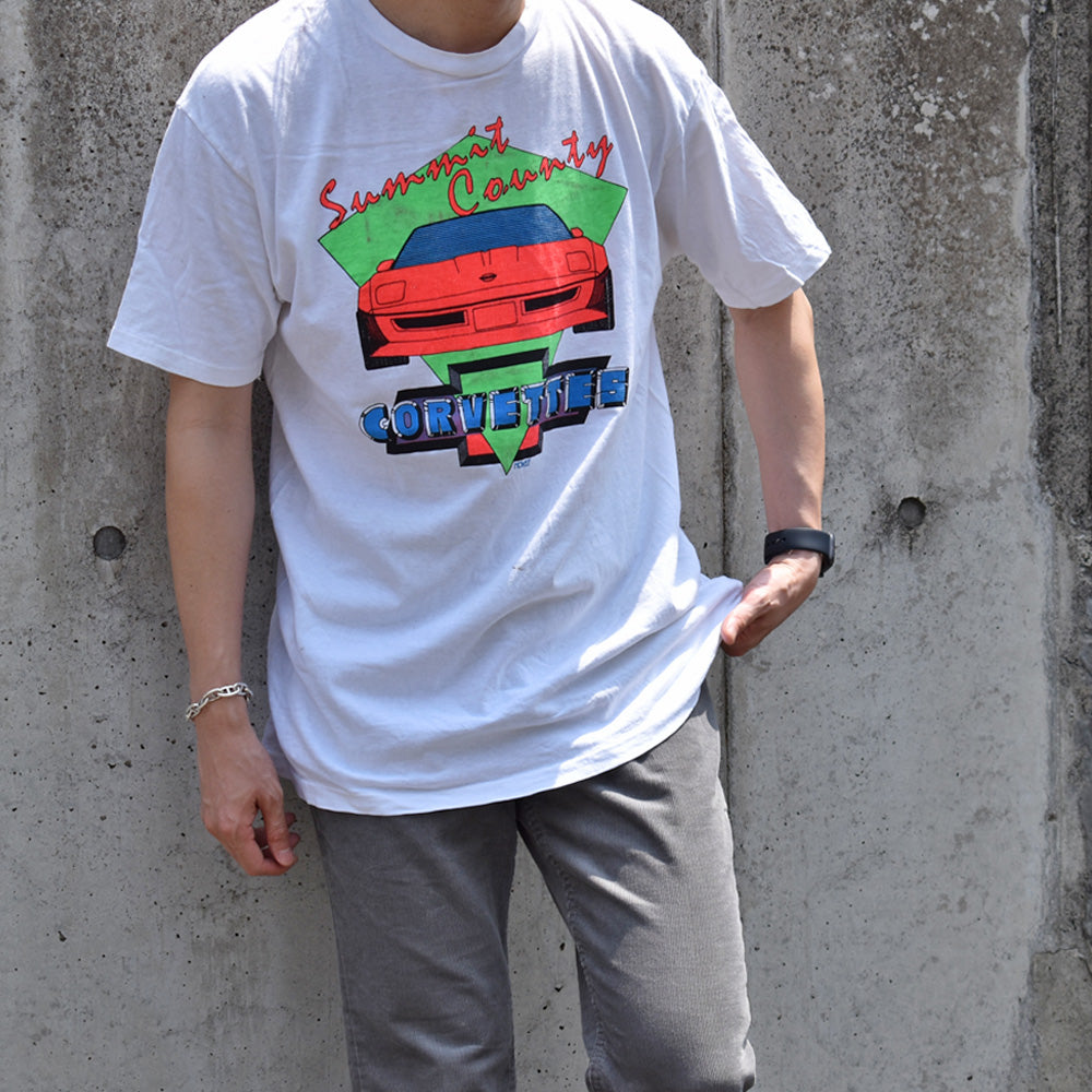 90’s “Corvettess” クラシックカー プリント Tシャツ USA製 230630