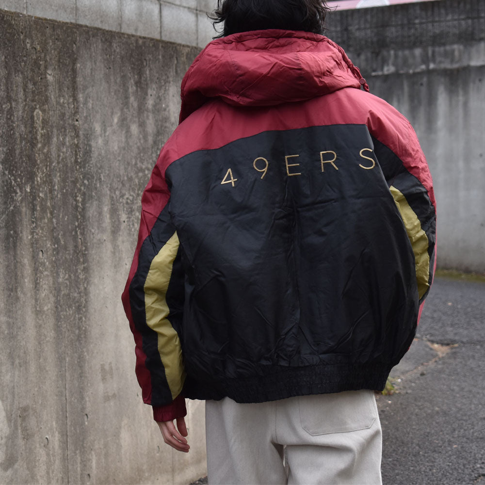 90’s PRO PLAYER ”NFL 49ERS” 中綿入り フード ナイロンジャケット 231230
