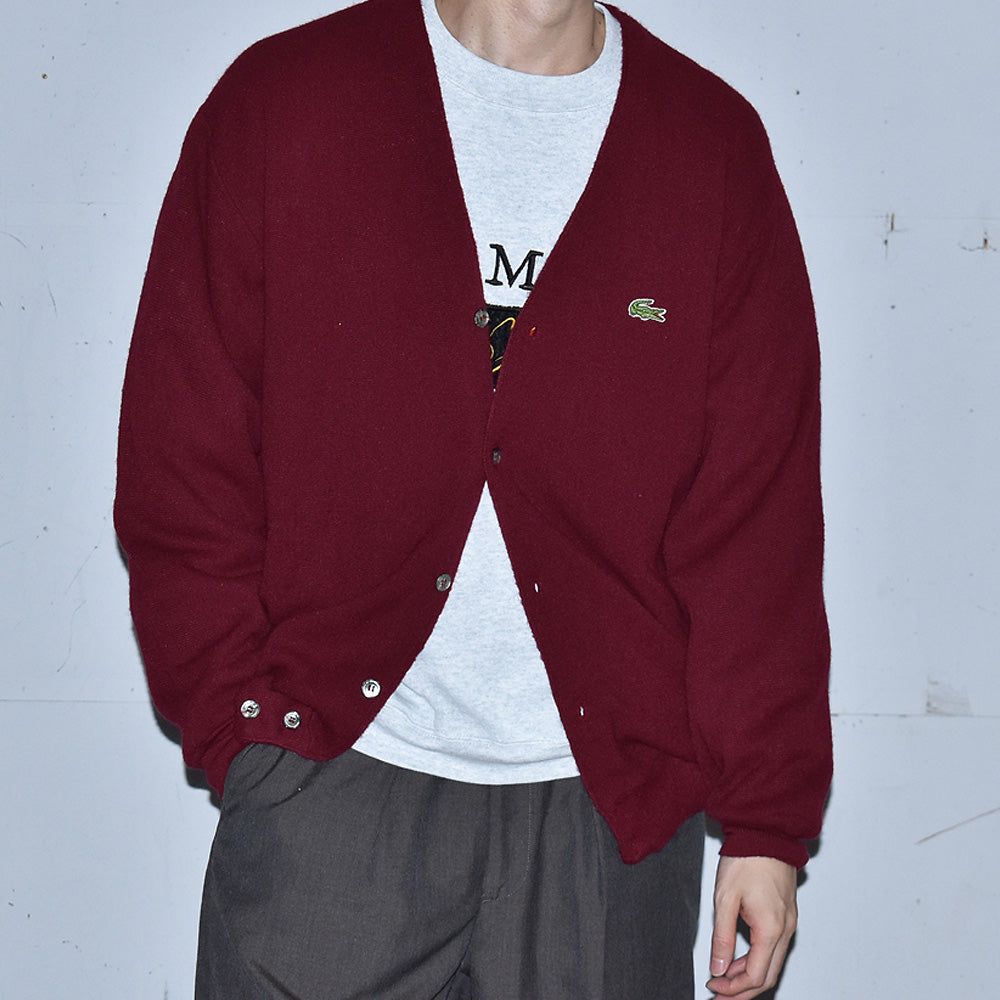 90's IZOD LACOSTE アクリルニット カーディガン USA製 240221