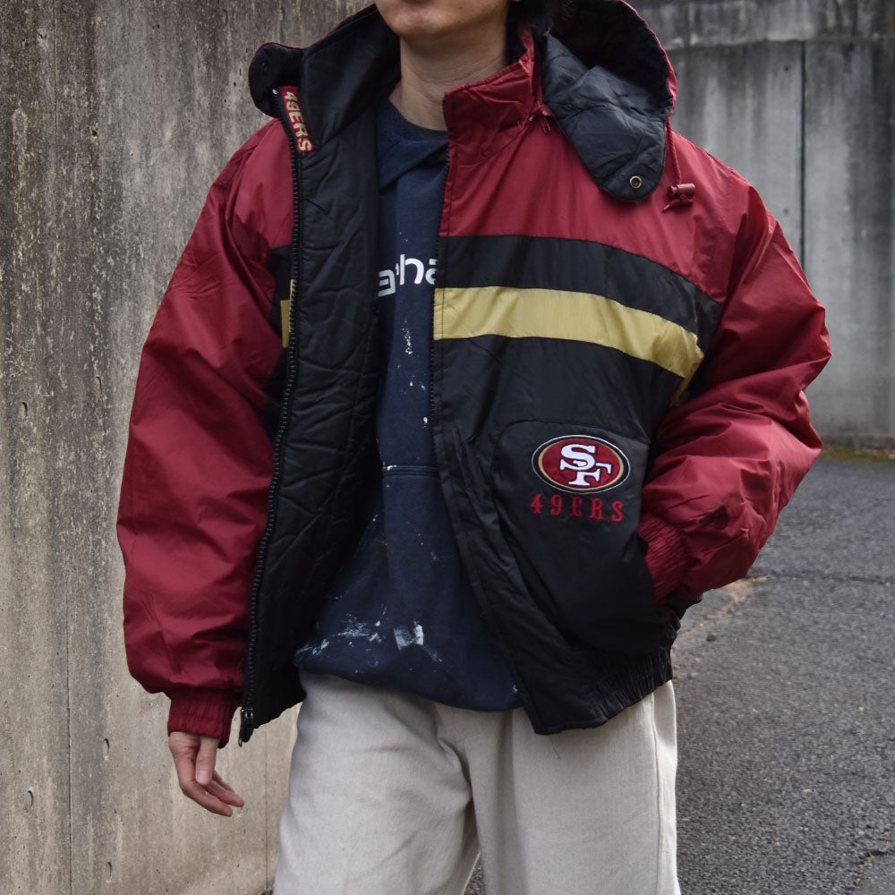 90’s PRO PLAYER ”NFL 49ERS” 中綿入り フード ナイロンジャケット 231230