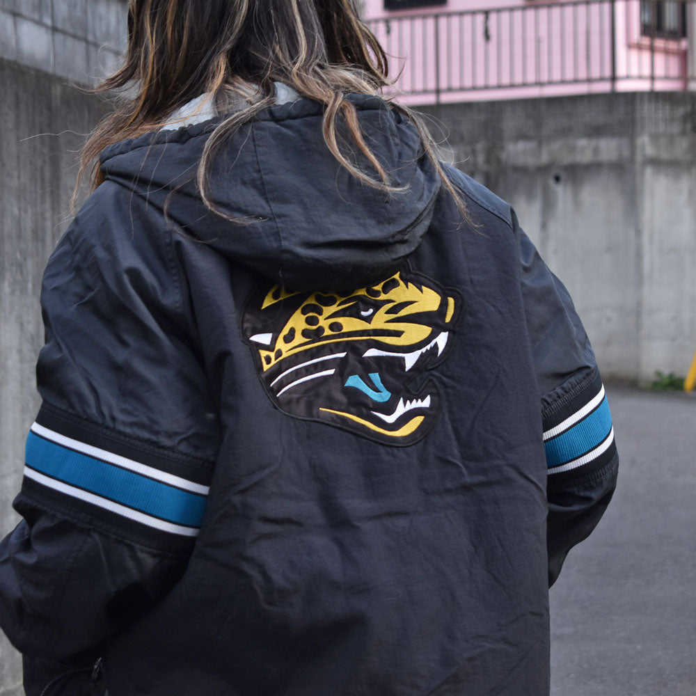 90-00s STARTER PROLINE "NFL Jacksonville Jaguars" 中綿入り フード付き ナイロンジャケット 240303
