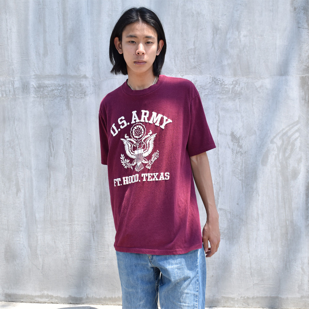 80’s U.S.ARMY “FT.HOOD.TEXAS” ARTEX 発砲プリント Tシャツ USA製 230919