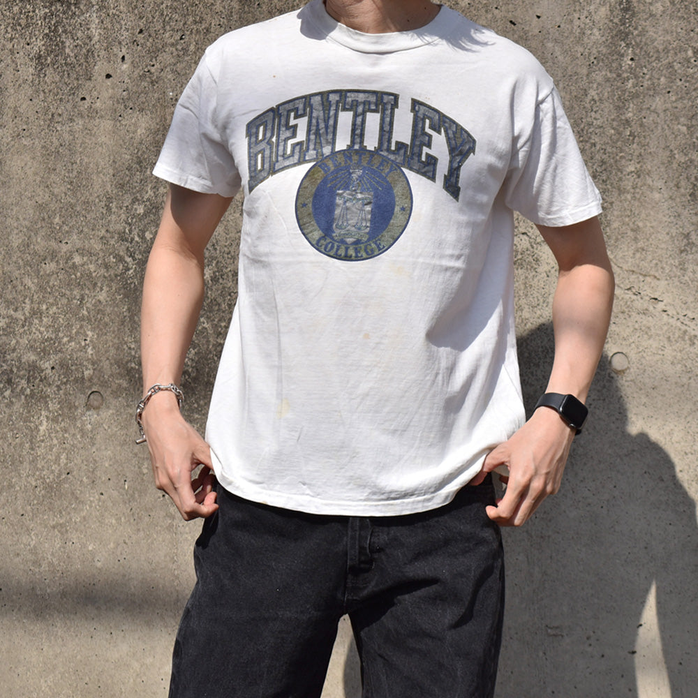 80's Champion トリコタグ "Bentley College" カレッジプリント Tシャツ USA製 240415