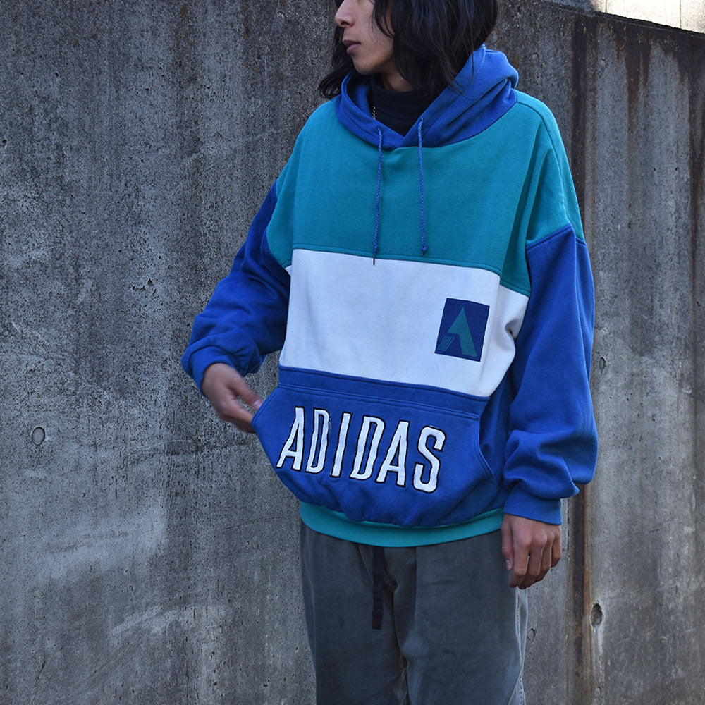 80’s adidas トレフォイルロゴ 切り替え スウェット パーカー 231118