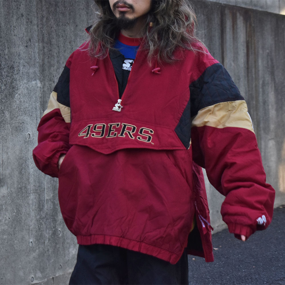 90’s STARTER ”NFL 49ERS” 中綿入り フード ナイロンプルオーバー 231214