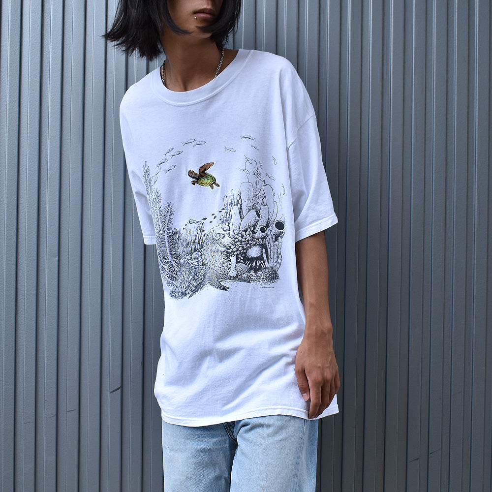90’s “Cyman turtle farm” 亀 アニマルプリントTシャツ 231011