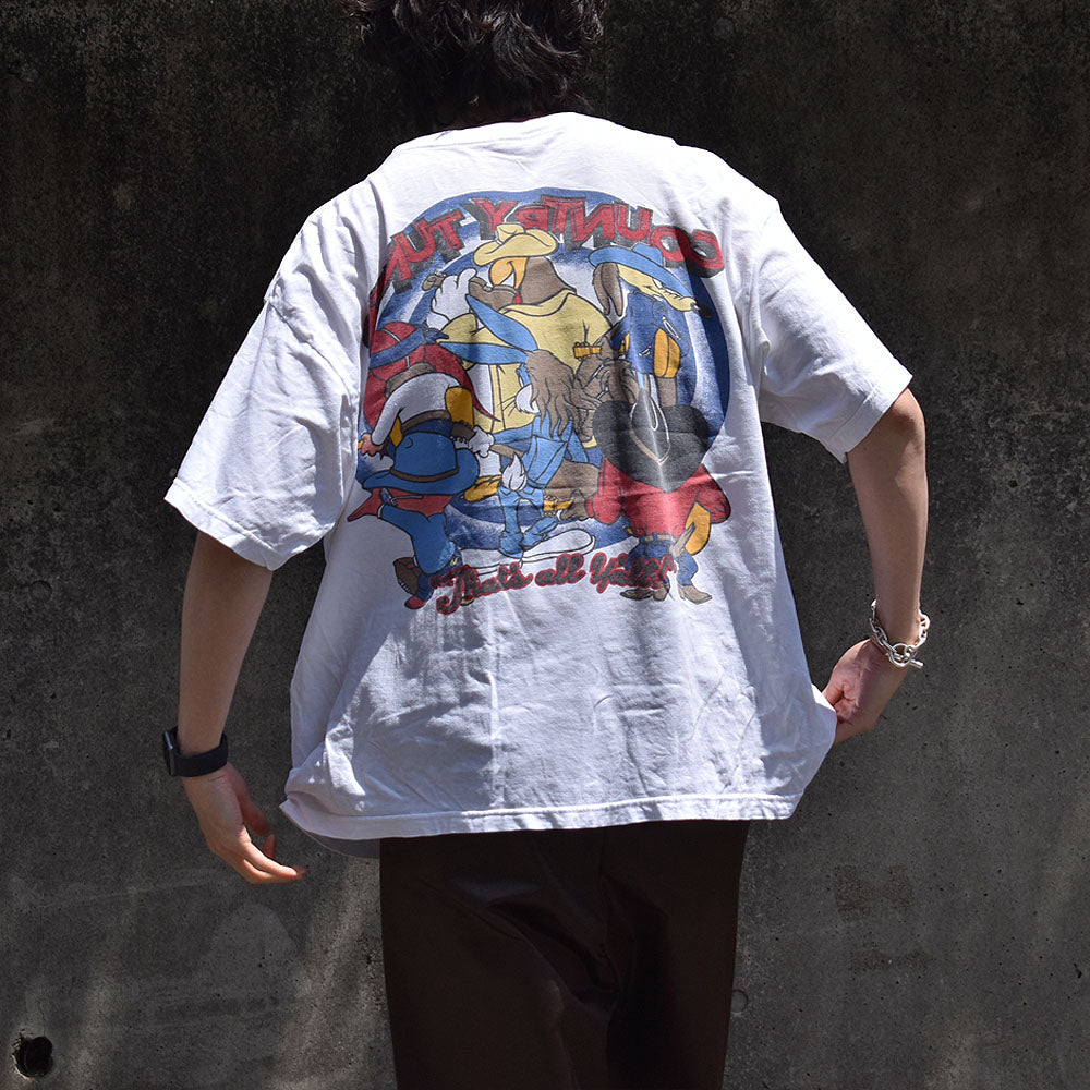 90's Looney Tunes ”Country Tunes / Torch and Twang Melodies” 両面プリント キャラ Tシャツ 240505