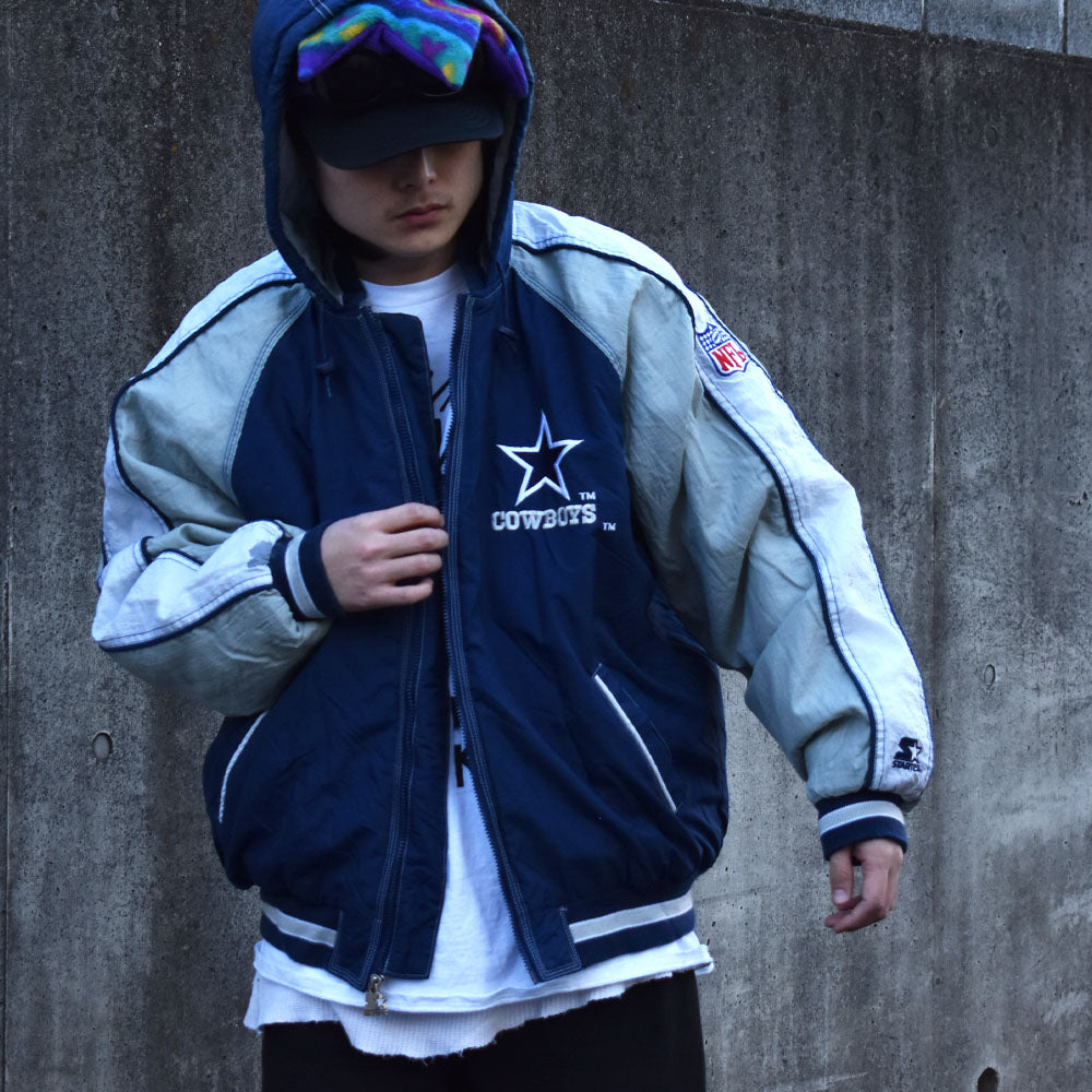 90’s STARTER “NFL COWBOYS” 中綿入り フード付き ナイロンジャケット 240109