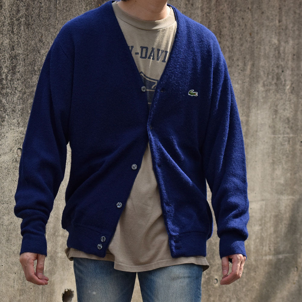 80's IZOD LACOSTE NVY アクリルカーディガン 230930
