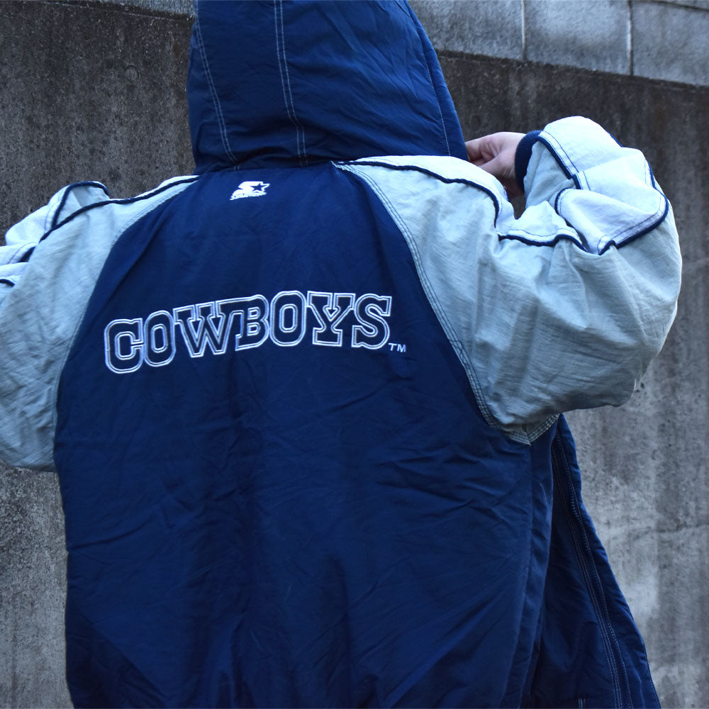 90’s STARTER “NFL COWBOYS” 中綿入り フード付き ナイロンジャケット 240109