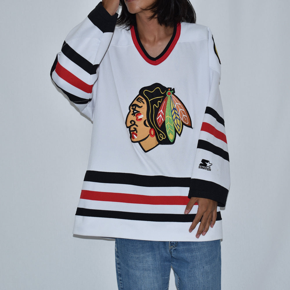 90's STARTER “NHL Chicago Blackhawks” アイスホッケー ゲームシャツ 231109H