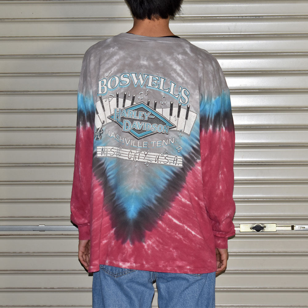 90’s Harley-Davidson タイダイボディ 両面プリント ロングスリーブ Tシャツ USA製 240327