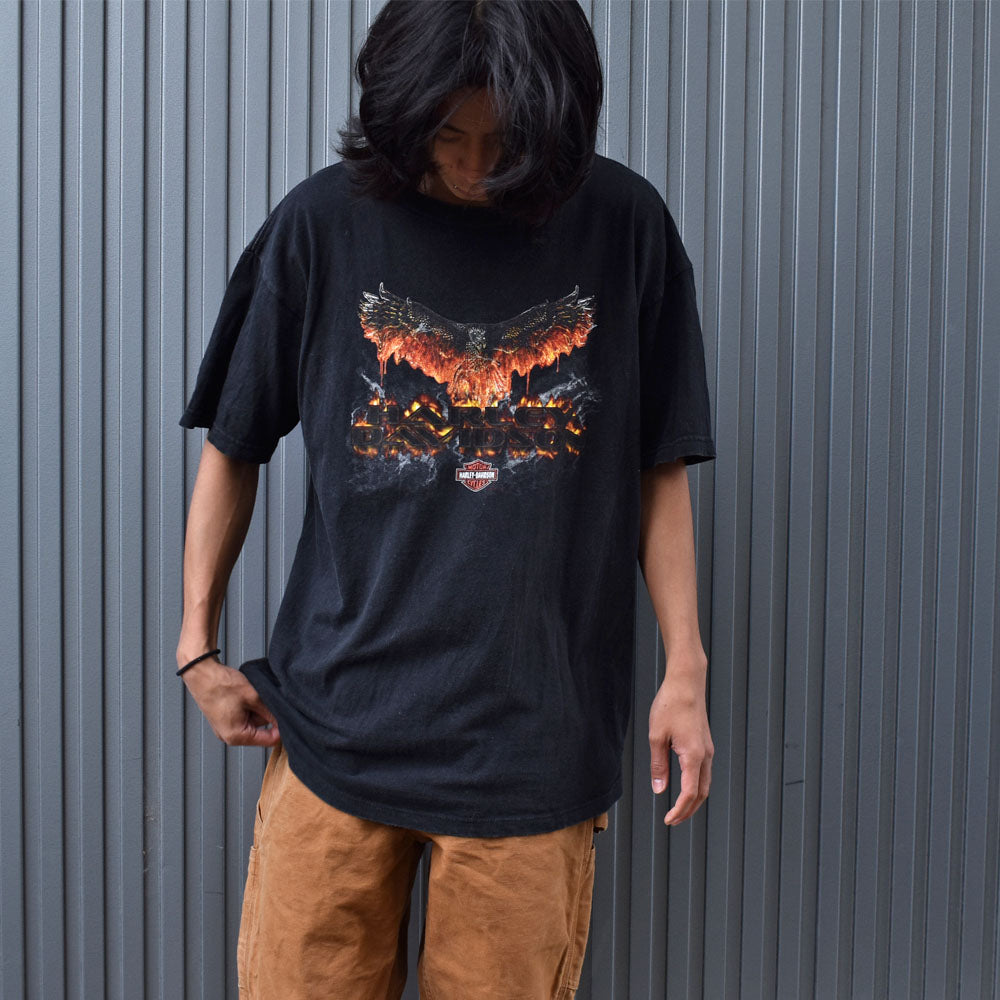 Y2K Harley-Davidson/ハーレー・ダビッドソン ファイヤーパターン!両面プリント Tシャツ USA製 230516
