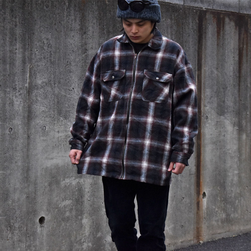 90’s INDUSTRIAL Rags チェック柄 ウールシャツジャケット 231206H