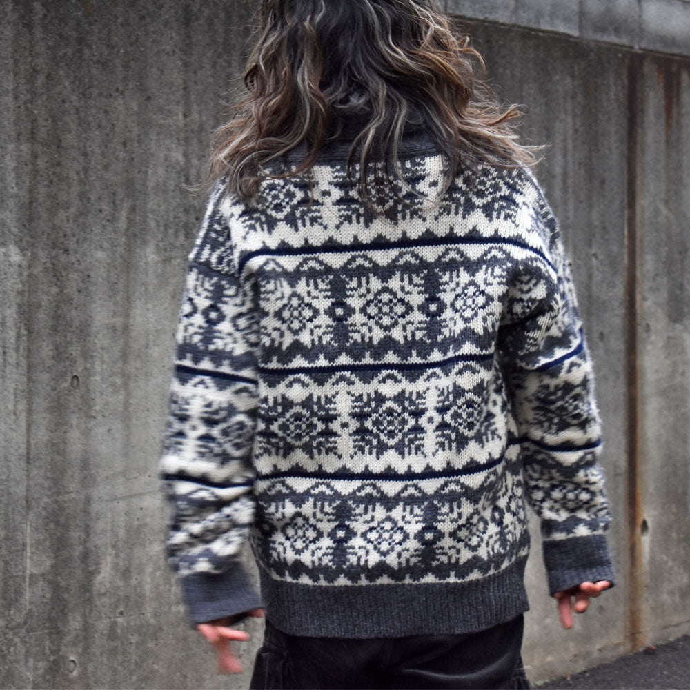 80’s Eddie Bauer 黒タグ! 総柄 ニット カーディガン 231211