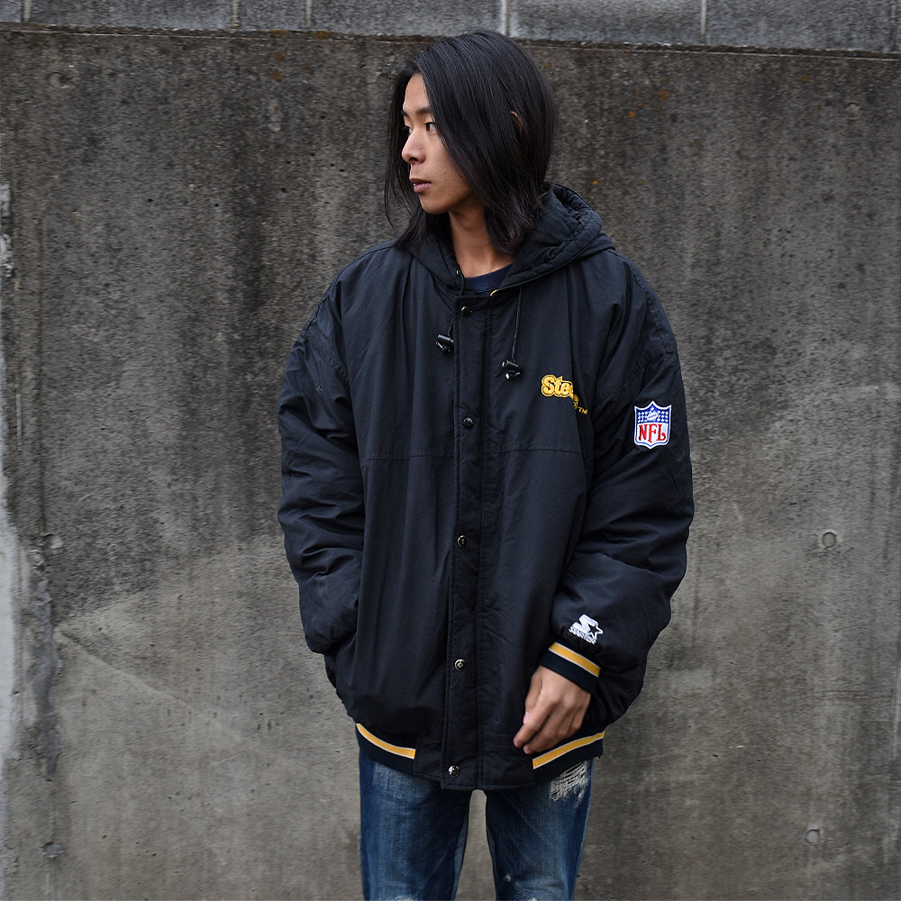 90’s STARTER “NFL Pittsburgh Steelers” 中綿入り フード ナイロンジャケット 240107