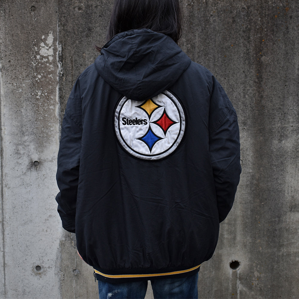 90’s STARTER “NFL Pittsburgh Steelers” 中綿入り フード ナイロンジャケット 240107