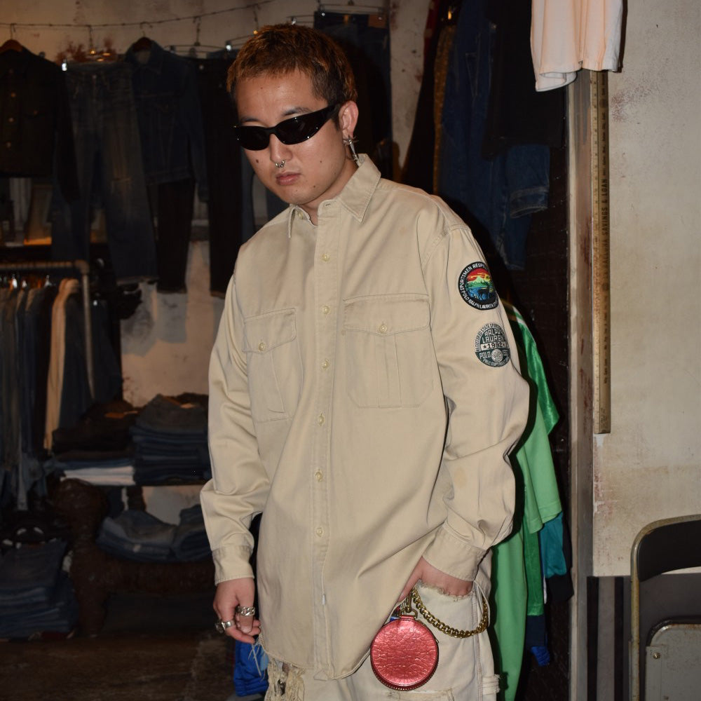 90's Polo by Ralph Lauren "SPORTSMAN" パッチ付き ツイルシャツ 260602H