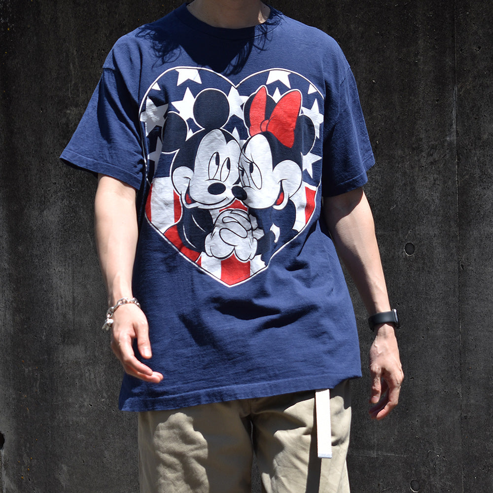 90’s Disney ”MICKEY & MINNIE” キャラ Tシャツ USA製 240501