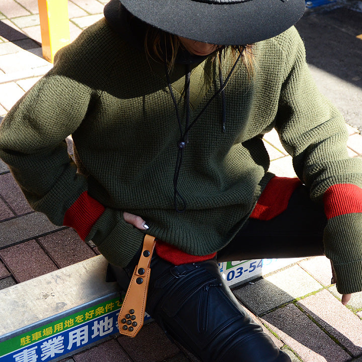 blackmeans レザースタッズ ミニスラッパー