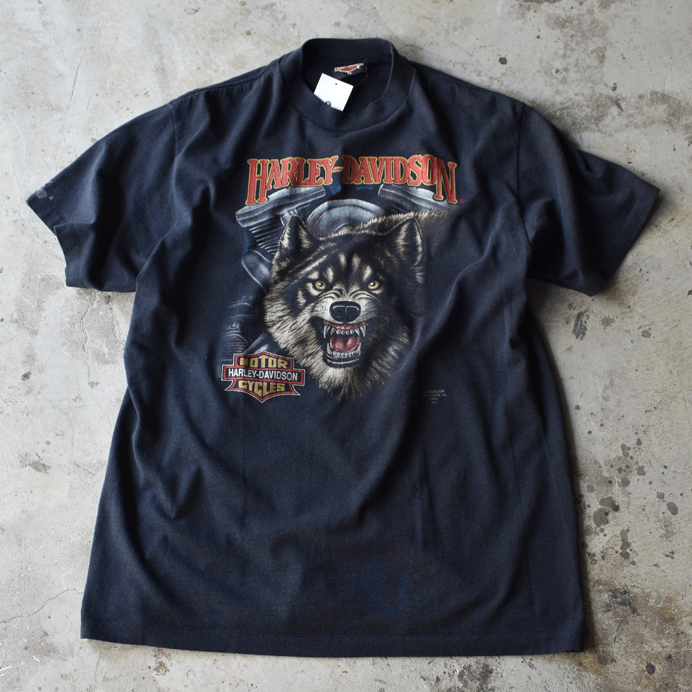 90's　Harley-Davidson/ハーレーダビッドソン “WOLF” 3D EMBLEM Tee　USA製　220627