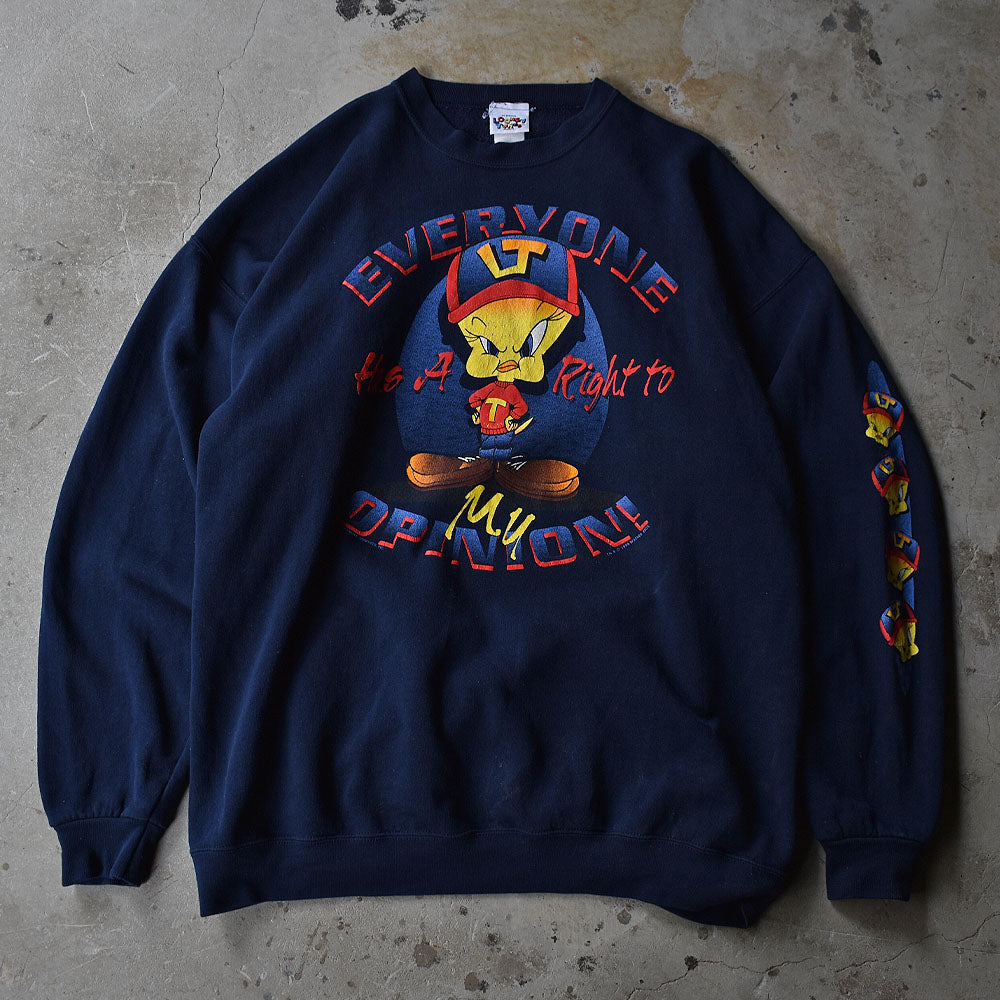 90’s Looney Tunes 袖プリント “tweety” スウェット USA製 221207