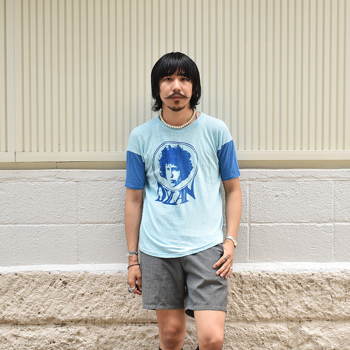 70's Bob Dylan 2トーン! 染み込みプリント ロック Tシャツ 200615HT60