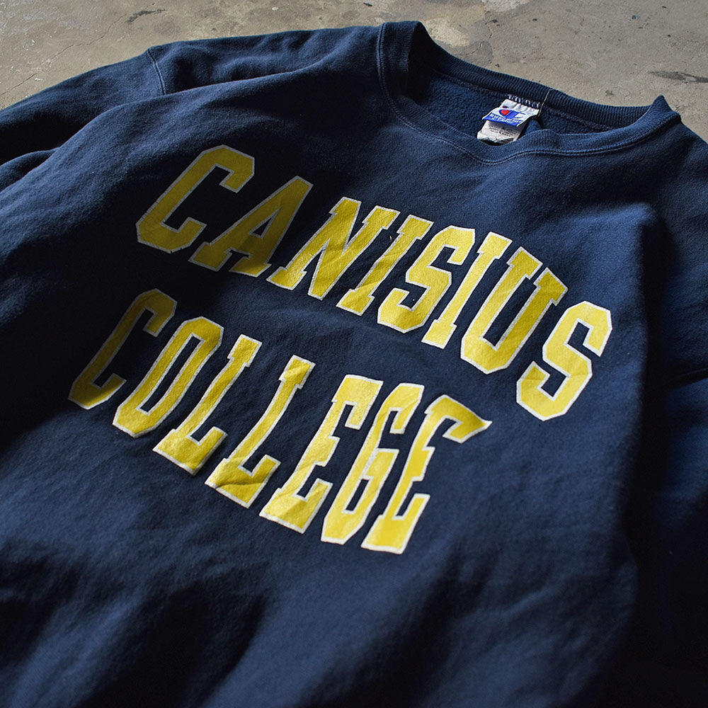 90's Champion/チャンピオン “CANISIUS COLLEGE” 2段カレッジプリント RWスウェット 230301