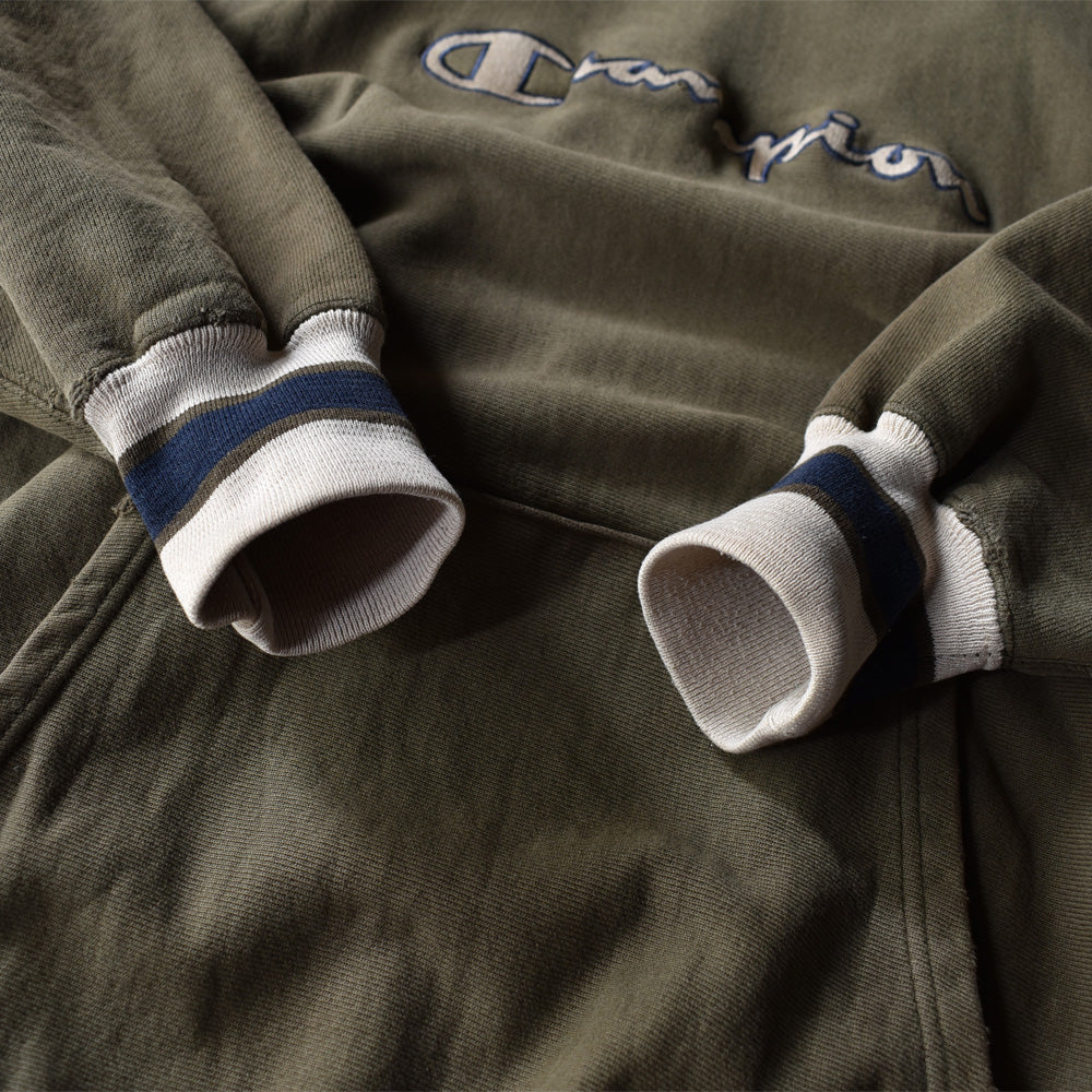 90's Champion 配色リブ スクリプトロゴ リバースウィーブ パーカー USA製 220714H