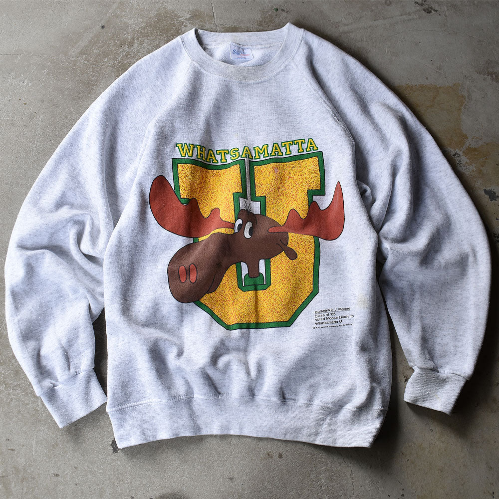 90’s The Adventures of Rocky and Bullwinkle and Friends “WHATSAMATTA U” キャラ スウェット USA製 221004