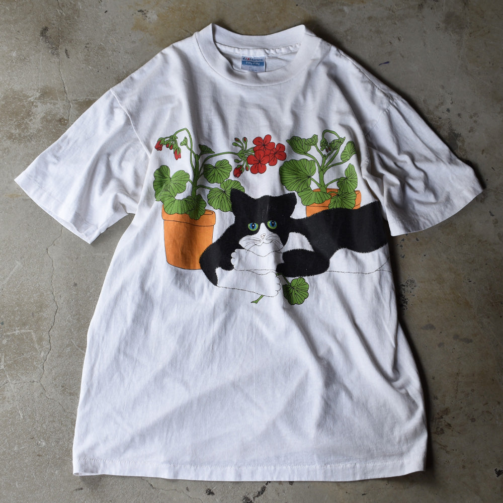 90's “Cat” ネコ アニマルプリント Tee USA製 220923