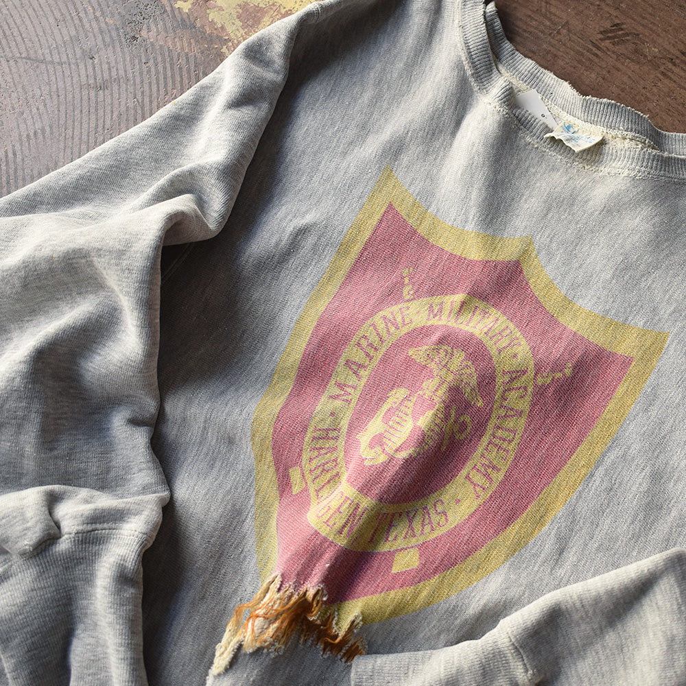70's Champion "Marine Military Academy" 青単色タグ USMA 染み込み! RW スウェット USA製 2202-22H