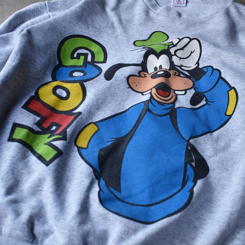 90's　Disney/ディズニー “GOOFY” 両面プリント スウェット　USA製　230405