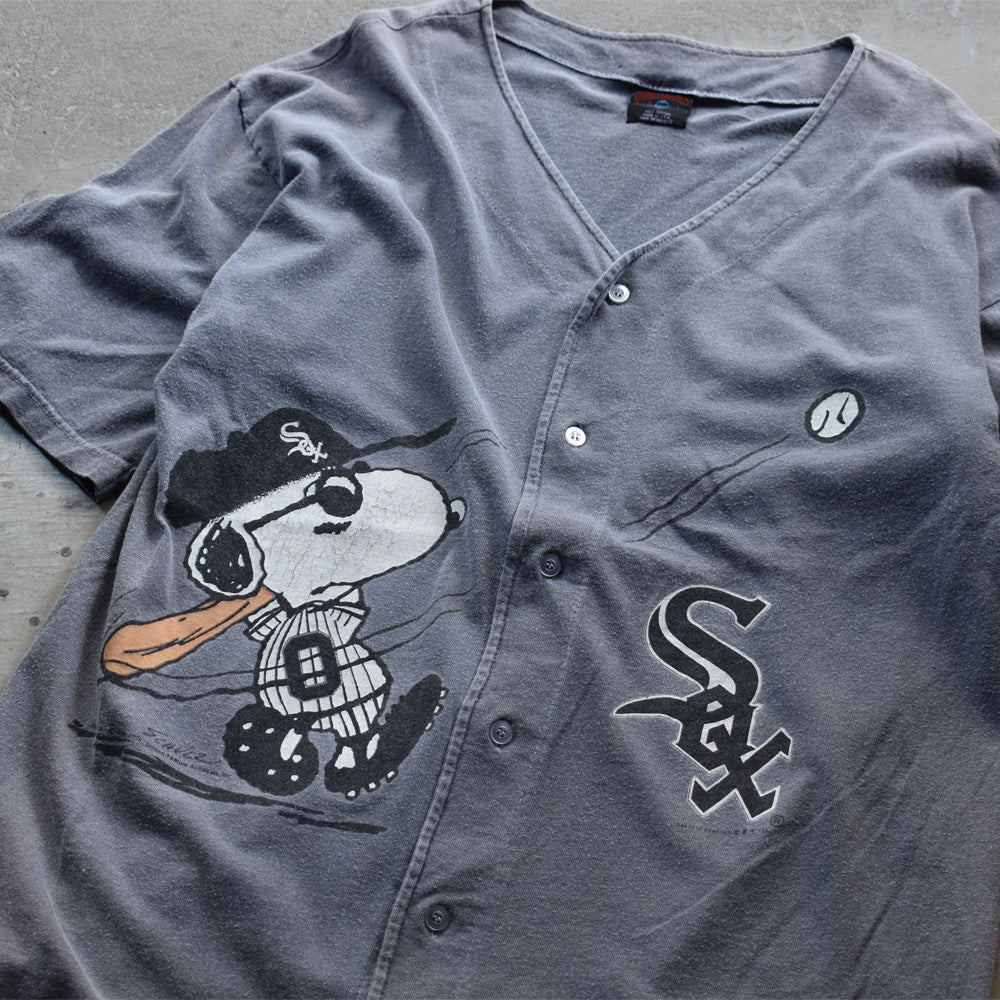 90's “MLB Chicago White Sox / Peanuts (SNOOPY)” 海外アニメ キャラ ベースボールシャツ USA製 220912H