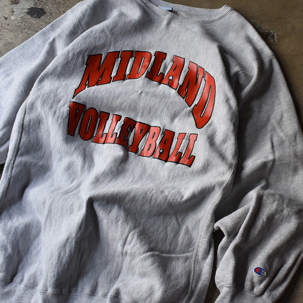 90's Champion "MIDLAND VOLLEYBALL" 2段プリント RWスウェット USA製 221002H