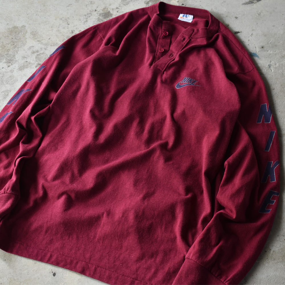 70-80's NIKE/ナイキ オレンジタグ! ヘンリ―ネック L/S Tee USA製 220718