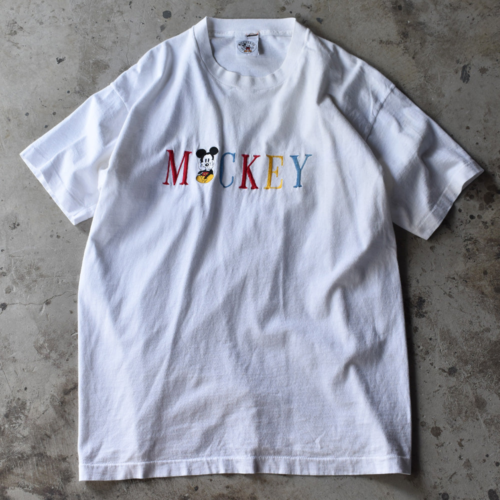 90’s Disney/ディズニー ”Mickey” 刺繍 Tee 220710