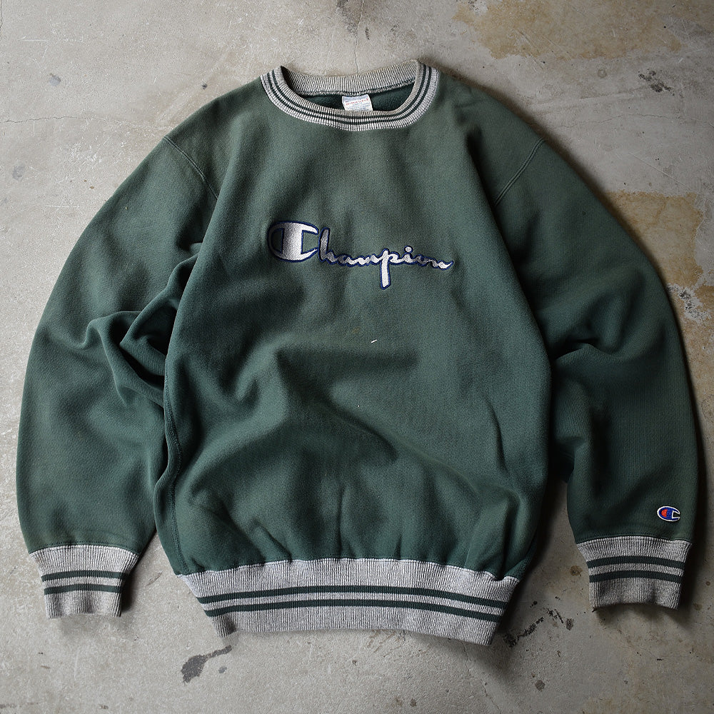 90’s Champion 配色リブ&ロゴ刺繍  RWスウェット USA製 220929