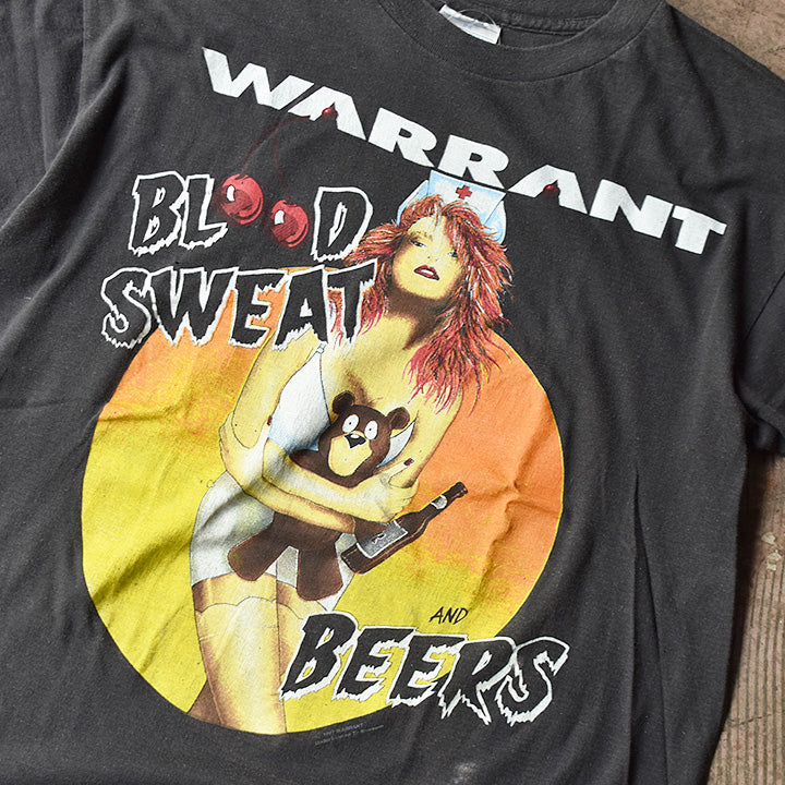 90's　Warrant/ウォレント　 "Blood Sweat&Beers" ワールドツアーTシャツ　コピーライト入り　